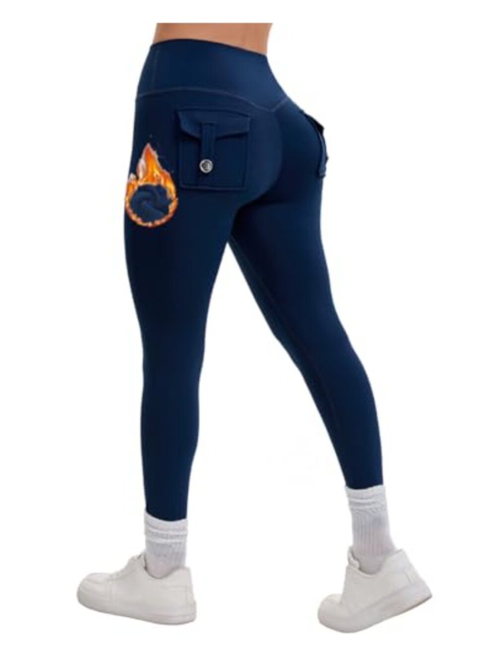 Fleece Lined Scrunch Leggings High Waisted Tummy Control Butt Lifting Winter